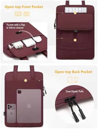 HYZUO 15-16 Inch Puffy Laptop Case Sleeve Padded Handbag, Wine Red