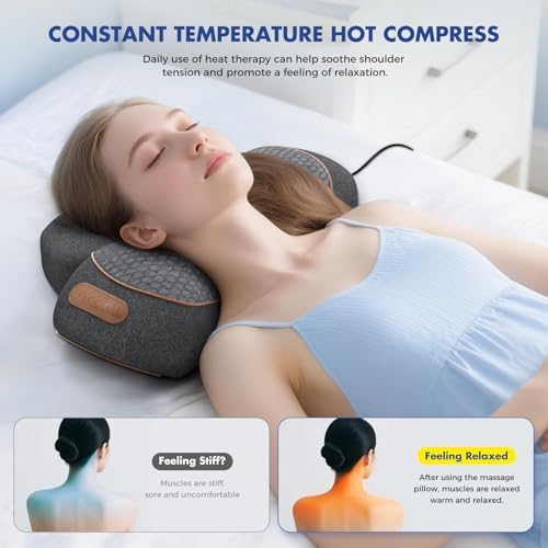Plug-in Neck Massager Pillow with Heat & Cervical Traction