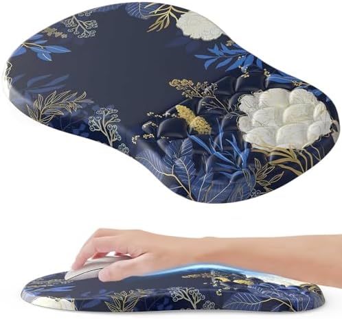 Ergonomic Mouse Pad with Wrist Rest, Flower Mouse Pad with Massage Design，Soft Mousepad for Carpal Tunnel Pain Relief with Integrated Memory Foam Slope Massage Bulge for Wireless Mouse & Desk