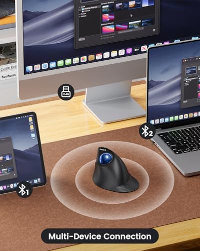 ProtoArc EM05 NL Wireless Vertical Trackball Mouse, 5 DPI Levels, Blue