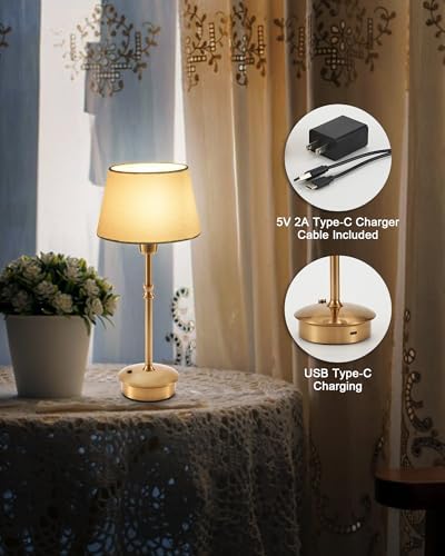 UMEXUS Cordless Rechargeable Table Lamp, Small Battery Operated Table Light