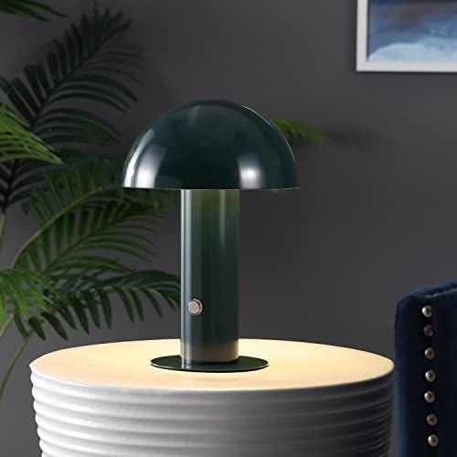 JONATHAN Y Boletus Mushroom Desk Lamp 10.75" Metal LED, Forest Green