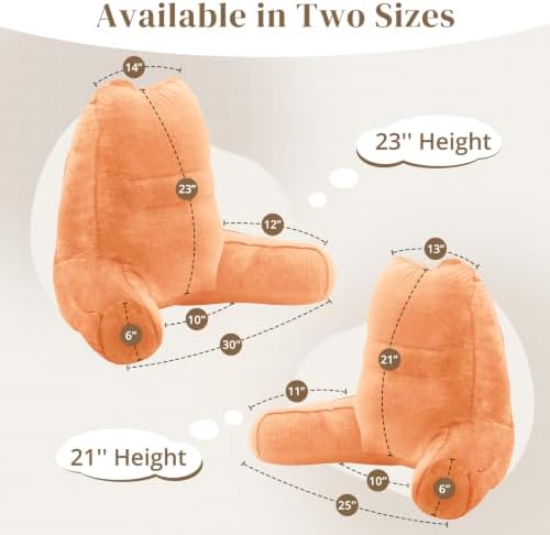 Sasttie Reading Pillow for Bed, Back Pillow for Sitting Up, Orange