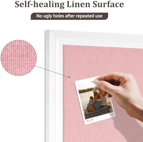 DOLLAR BOSS Bulletin Boards with Linen, 36"x24" Pink Cork Board, White