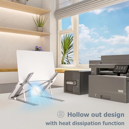 Laptop Stand for Desk Adjustable Laptop Riser Ventilated Heat Dissipation Foldable Portable Holder Compatible with MacBook Air Pro HP Dell Lenovo iPad Tablet Accessory (8-16") (Silver)
