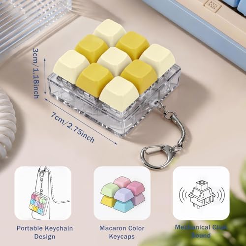 Keyboard Fidget Toy, Creamy Fidget Clicker Keyboard Fidget Keychain, Button Fidget Gifts for Adults, Boost Focus & Ease Anxiety Anywhere — Perfect Stress-Relief Gift (3×3 Grid Layout X)