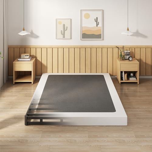 5 Inch Box Spring Full Size Metal Bed Base with Fabric Cover