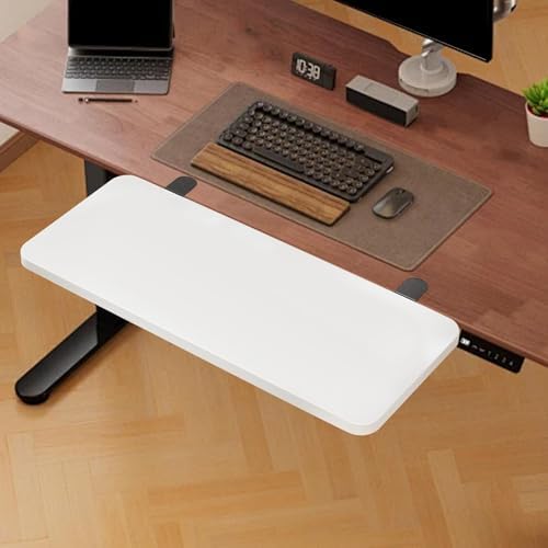 Generic Desk Extender Board Keyboard Tray Extension Attachment 50x20cm Foldable Space Saving Clamp on Home Office Wrist Support, White