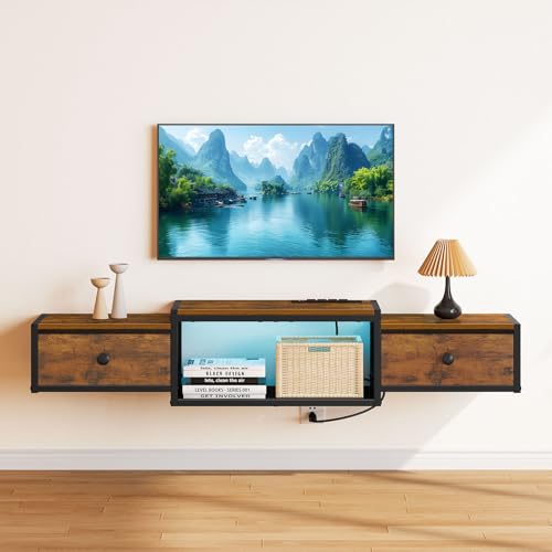 Floating TV Stand, Floating Entertainment Center for TVs up to 60"