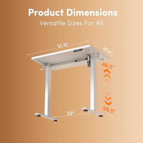 32" Small Electric Standing Desk Height Adjustable Desk, White