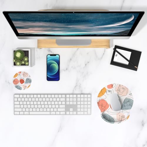 ITNRSIIET Ergonomic Mouse Pad with Wrist Support Wrist Rest Smooth Surface Non-Slip Rubber Base Comfortable Office Supplies Pain Relief, 9.8 x 9.1 inches, Guise