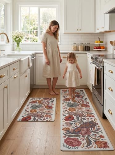 2-Piece Kitchen Mats, Waterproof, 17 x 29 + 17 x 59 in