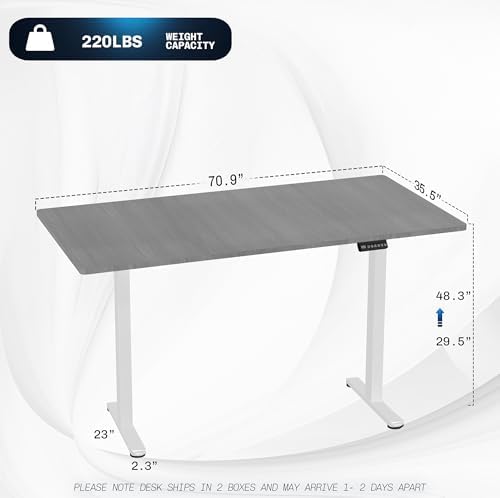 VIVO Dark Gray 71 x 36 in Standing Desk, DESK-KIT-E2W7G-36