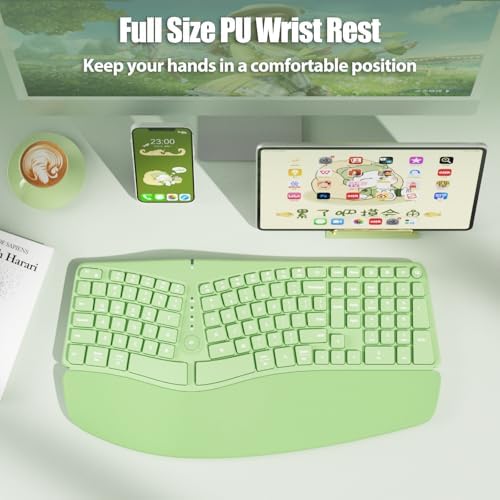Split Ergonomic Keyboard Wireless with Cushioned Wrist & Palm Rest