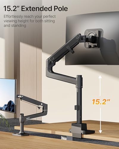 monTEK Ultrawide Monitor Arm Max 57",Height Adjustable 8.1"-25.5",Black