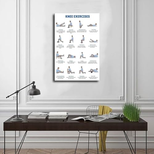 Knee Exercises Chart Exercise Charts Senior Workout Routines Home Workout Plan Knee Friendly Exercises Canvas Poster Wall Art for Living Room Bedroom Decor Frame 16x24inch