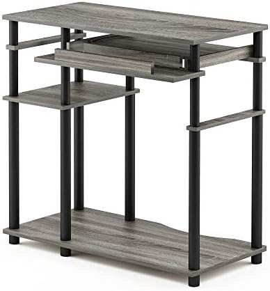 Furinno Abbott 31.5 Inch Desk with Keyboard Tray, Grey Oak