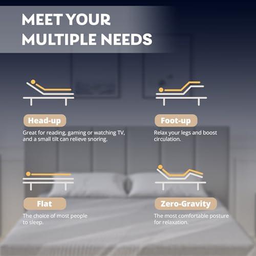 Full Size Adjustable Bed Frame + 12 Inch Gel Memory Foam Mattress