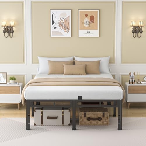 King Size Metal Platform Bed Frame, 18 Inch Dual-Layer Heavy Duty Base