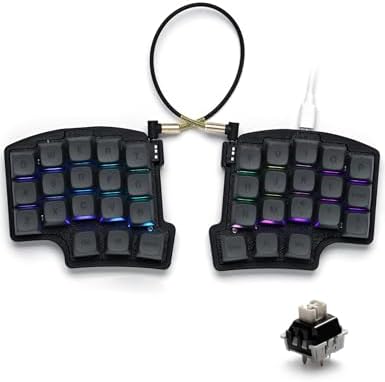 YIVU wired split mechanical keyboard 40% layout 3*5 orthogonal layout PBT keycaps ergonomic Support QMK/VIAL key remapping Hot-swappable RGB gaming keyboard Pre-lubricated linear switches Smooth feel