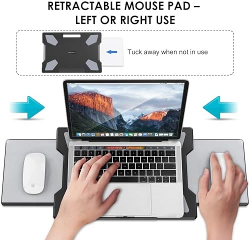 Laptop Lap Desk for Bed & Couch, Portable Laptop Lap Pad with Retractable Left/Right Mouse Pad, Stable & Comfortable Lap Tray for Sofa, Travel, Writing & Home Office