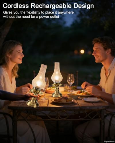 UMEXUS Vintage Rechargeable Cordless Table Lamp Battery Operated, Clear