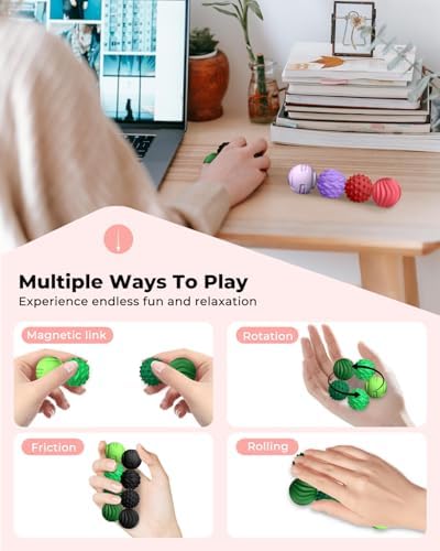 Textured Sensory Stress Relief Balls, Desk Toy for Office & Home - Pink