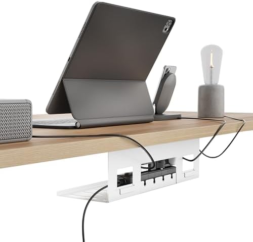 PEGZONE Under Desk Cable Management Tray, 15.7'' Screw-Mount Steel Rack