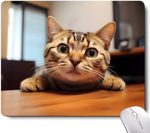 Cute Cat Square Mouse Pads for Wireless Mouse,Small Office Computer Mousepad for Desk Laptop,Non-Slip Rubber Base Mouse Pads for Desk Laptop Computer