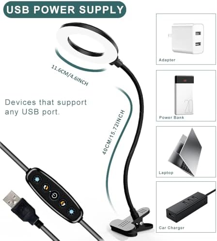 LED Desk Lamp with Clamp, 3 Color Modes, 10 Brightness