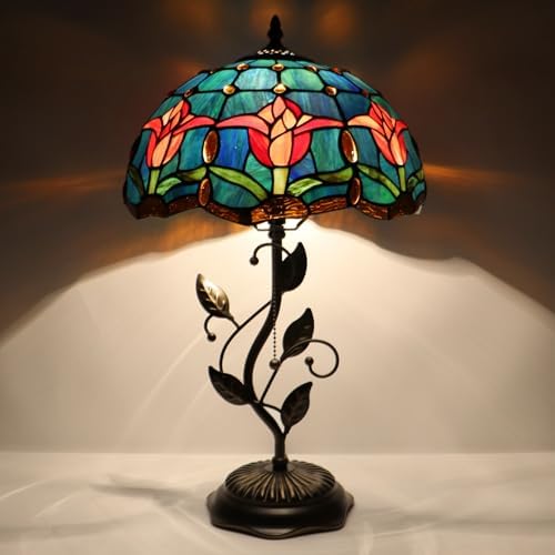 Tiffany Table Lamp Stained Glass Bedside Reading Light W12H19 inch