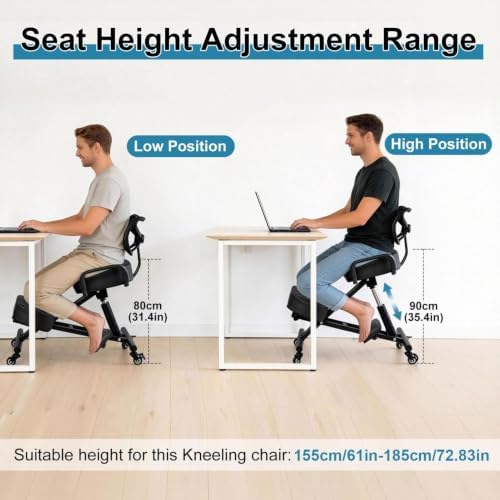 Ergonomic Kneeling Chair with Backrest and Footrest Adjustable Desk Chair