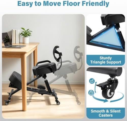 Ergonomic Kneeling Chair with Backrest and Footrest Adjustable Desk Chair