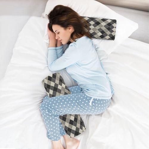 Long Bolster Pillow Cervical Neck Roll Pillow Cylinder Round Pillow for Back Pillows Cylinder Pillow Support for Legs Argyle Plaid Dimgray
