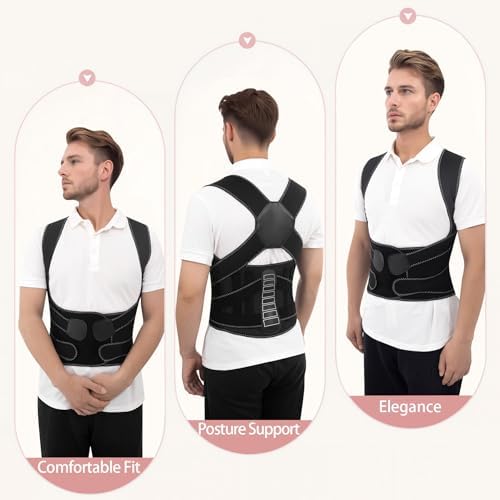 Posture Corrector for Women and Men Back Brace Lower Comfortable Back Support Straightener Pain Relief Slouching Kyphosis Lnvisible Under Upper Hunchbac Hump Scoliosis Adjustable Uprigh Black Small