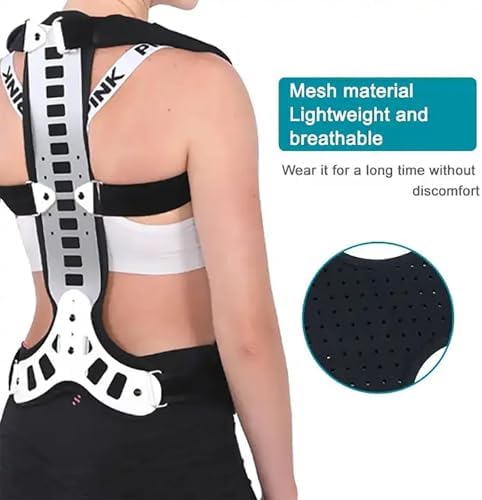 Orthosis Cervical Thoracic Halo Brace, Metal Spinal Auxiliary Orthosis, Adjustable Rigid Metal Extension Back Straightener Brace Vest, for Kyphosis Humpback Thoracic Spinal Support Pain Relief (Medium)
