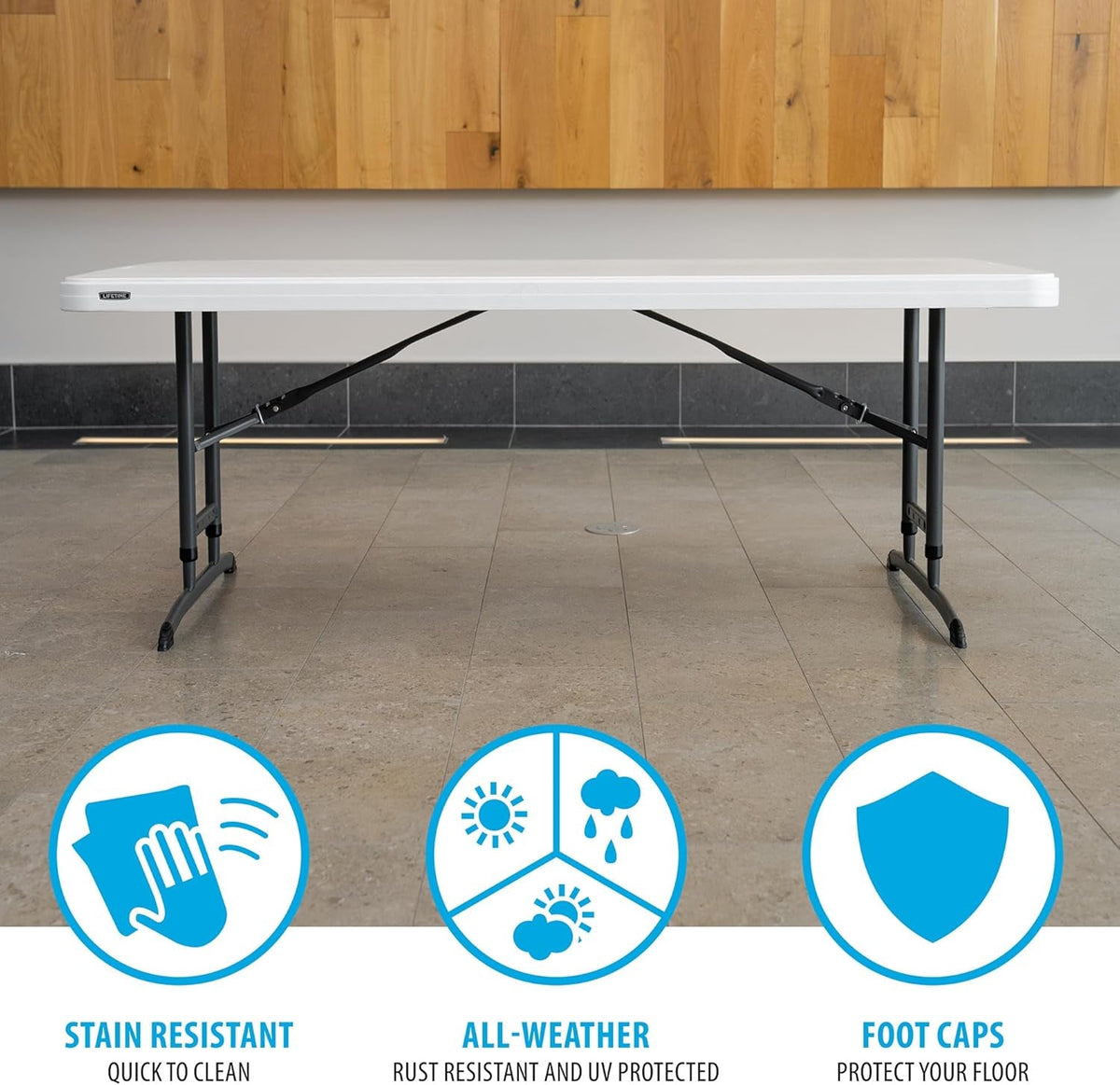 6-Foot Nesting Folding Table, Adjustable Height, White Granite
