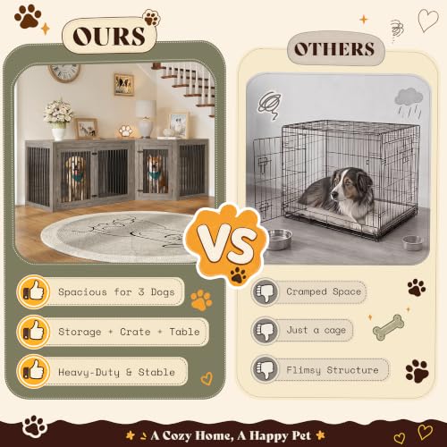 Corner Dog Crate Furniture for Medium/Large Dogs Space-Saving