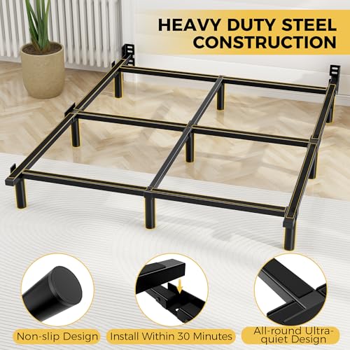 Full Size Bed Frame, 7 Inch Heavy Duty Metal Base for Box Spring, 9 Legs