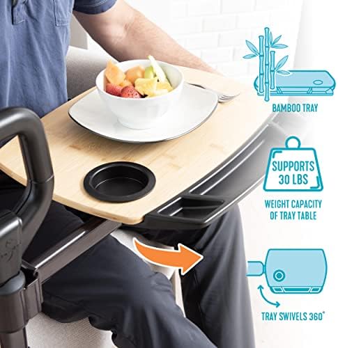 Able Life Tray Table, 360° Swivel Table with Cup Holder, Adjustable Height, Extra Large TV Tray for Eating, Laptop Desk for Couches, Chairs, Recliners, Ergonomic Stand Assist Safety Handle for Elderly