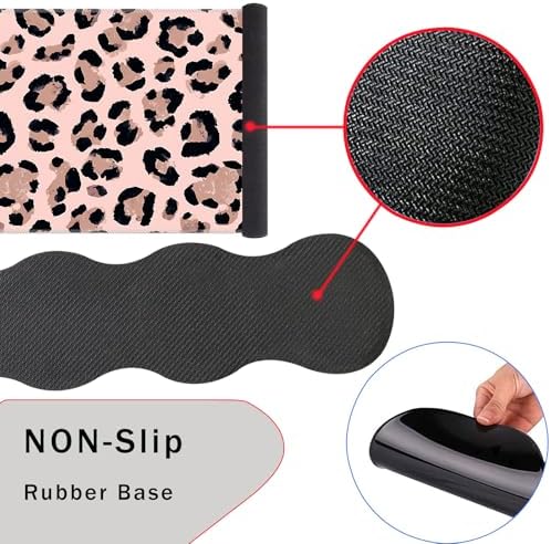 Mouse Pad,Large Pink Desk Mat, 4in1 XXL Mousepad + Keyboard Wrist Rest+Mouse Wrist Rest+Coaster Set with Ergonomic Desk Pad for Home Office Table Computer-Cute Leopard
