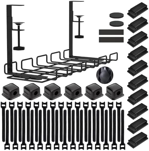 Under Desk Cable Management Tray with 52Pcs Different Essential Accessories
