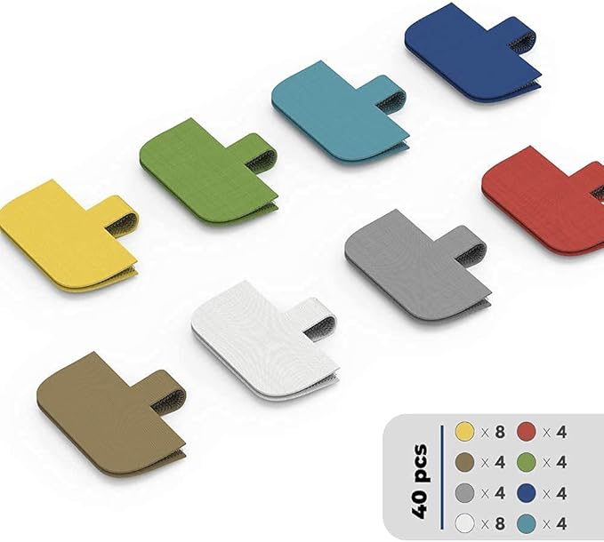 Cable Labels Large Size, XIAOXI Write On Cord Label, Wire Labels, Cable Tags and Wire Tags for Cable Management and Identification - 40 Pcs (Multi-Color)