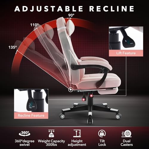 Big and Tall Office Chair, High Back Leather Gaming Chair with Footrest, Ergonomic Computer Chair w/Lumbar Support & Headrest, 360° Swivel Base & Height Adjustable Executive Chairs for Home/Offices