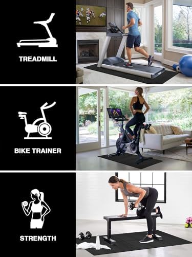 Treadmill Mat, 5'x2.5'/5.6'x2'/6.5'x3'/8'x3',6mm Thickness Exercise Equipment Mat for Carpet Hardwood Floors, Compatible with Walking Pad,Spin Bike,Elliptical Trainer,Rowing Machine