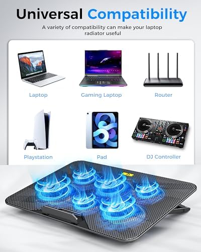 AICHESON Laptop Cooling Pad with 6 High-Speed Fans for 14-17.3 Inch Laptops