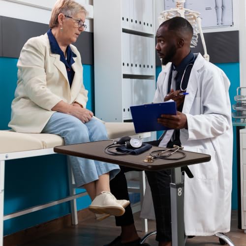 Medical Adjustable Overbed Bedside Table with Wheels (Hospital and Home Use)