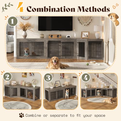 Corner Dog Crate Furniture for Medium/Large Dogs Space-Saving