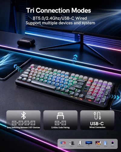 Keymatic WK98 Foundation Mechanical Keyboard, Black Creamy Gaming Keyboard