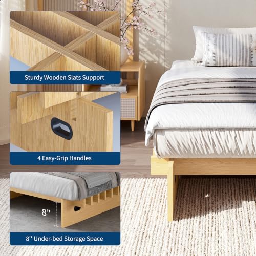Full Size Wood Platform Bed Frame - Easy Assembly in Minutes